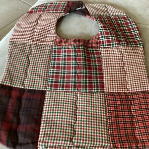 NWT. Hand, crafted baby bib in brown and green shirt  plaids